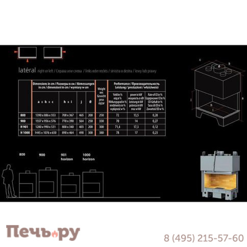 Каминная топка Totem Lateral Horizon TECHNIKA 1000 фото 6
