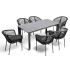 Обеденная группа 4SiS Венето на 6 персон со стульями Марсель, каркас темно-серый, роуп темно-серый