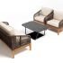 Лаунж-зона 4SiS Канны 4-местная из роупа со столом Гранада (серый гранит), основание дуб, роуп коричневый, ткань бежевая