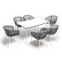 Обеденная группа 4SiS Малага на 6 персон со стульями Марсель, каркас белый, роуп светло-серый