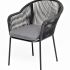 "Лион" стул плетеный из роупа, каркас из стали темно-серый (RAL7024) муар, роуп темно-серый круглый, ткань темно-серая 027