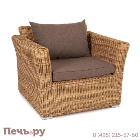 4SiS Капучино кресло из искусственного ротанга, цвет соломенный фото 3