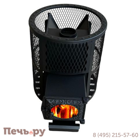 Банная печь Берёзка Корвет 15 ДТ3 сетчатый кожух стекло фото 3