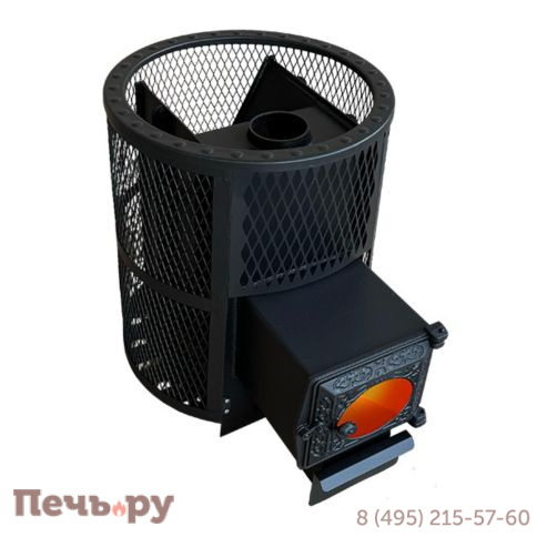 Банная печь Берёзка Корвет 15 ДТ3 сетчатый кожух стекло фото 5