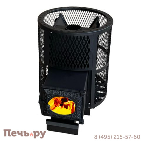 Банная печь Берёзка Корвет 15 ДТ3 сетчатый кожух стекло фото