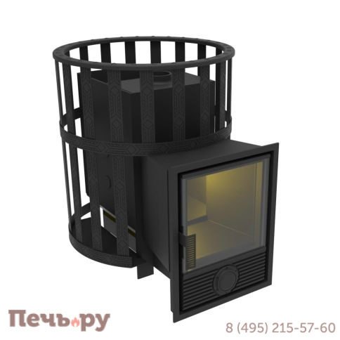 Банная печь Берёзка Викинг 15 Д1 сетчатый кожух, стекло фото