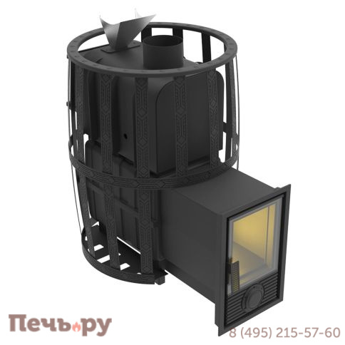 Банная печь Берёзка Воевода 20 Д-2 стекло, сетчатый кожух, закрытая каменка фото
