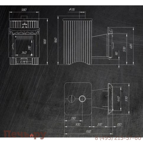 Банная печь Ферингер Ламель ПС Квадра до 25 куб. м. в змеевике наборном фото 2