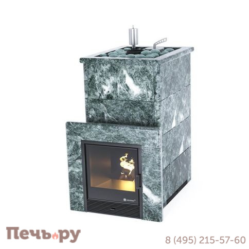 Банная печь ИзиСтим Геленджик в кожухе с открытым верхом из змеевика фото