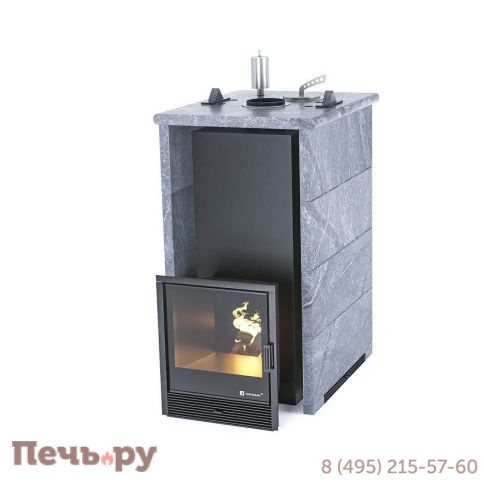 Банная печь ИзиСтим Геленджик в трёхстороннем кожухе из талькохлорита фото