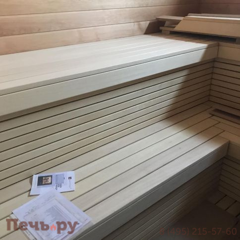 Банная печь ИзиСтим Геленджик в трёхстороннем кожухе с открытым верхом из талькохлорита фото 7