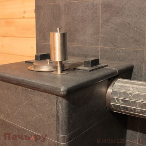 Банная печь ИзиСтим Сочи-М2 в трёхстороннем кожухе из талькохлорита фото 6