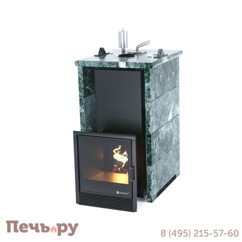 Банная печь ИзиСтим Сочи в трёхстороннем кожухе из змеевика фото