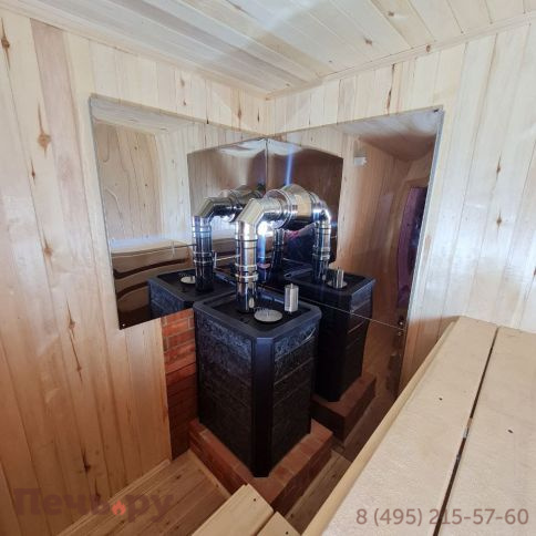 Банная печь ИзиСтим Ялта 15 в кожухе из природного камня фото 10