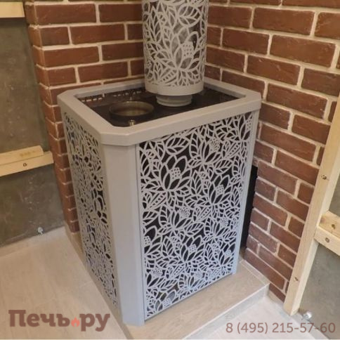 Банная печь ИзиСтим Ялта 40 Хохлома с газовой горелкой фото 7
