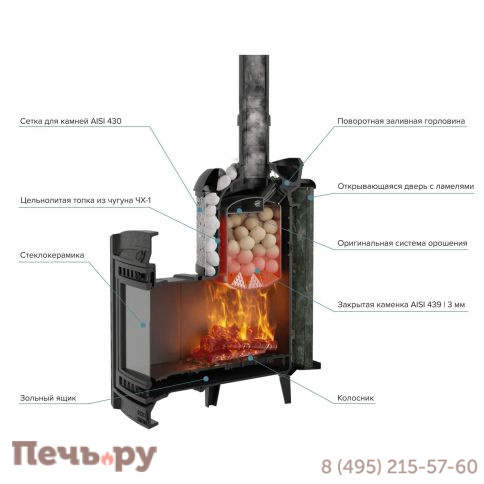 Банная печь Прометалл Атмосфера L с комбинированной облицовкой фото 14