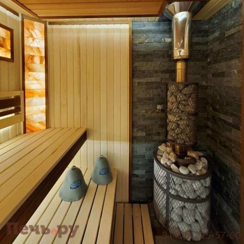 Банная печь Прометалл Атмосфера L с сеткой нержавейкой фото 2