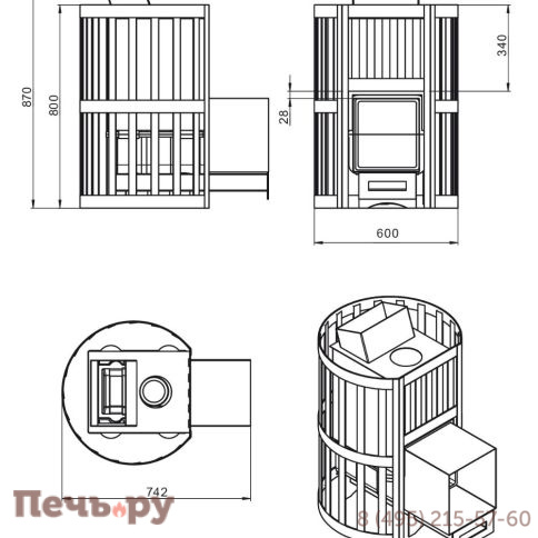 Банная печь Везувий Ураган Ковка 16 Панорама М фото 3