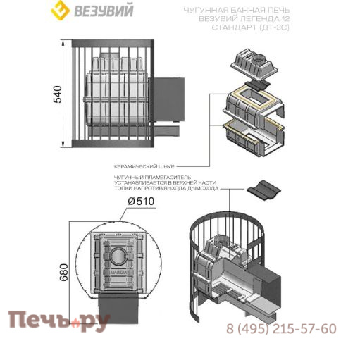 Банная печь Везувий Ураган Стандарт 22 (ДТ-3С) фото 3