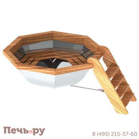 Банный чан Сибирский завод 6 граней с обшивкой и лестницей фото