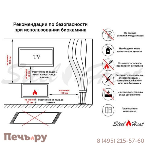 Биокамин угловой SteelHeat Grand 800 фото 13