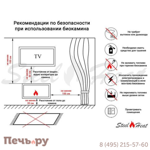 Биокамин в нишу SteelHeat  Long -V 900 Small фото 7