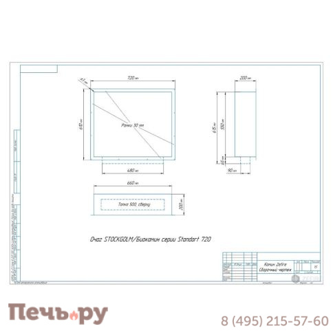 Биокамин ZeFire Standart 720 для встраивания в портал фото 2