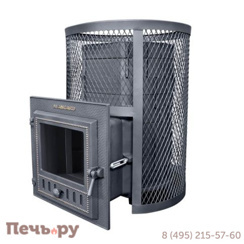 Чугунная банная печь GFS  Авангард в сетке 30 (М) Круглая фото