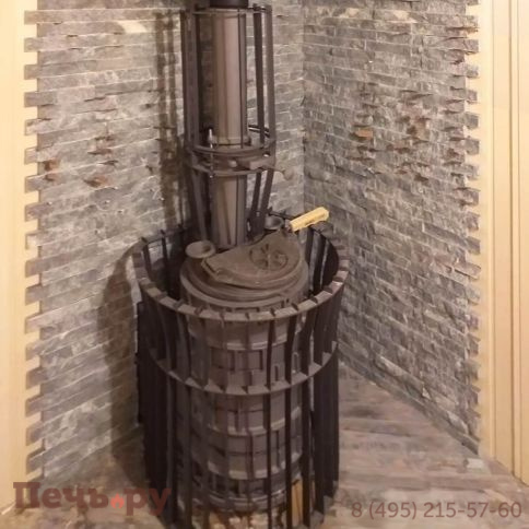 Чугунная банная печь GFS Авангард ЗК 25 (М) Ураган в сетке Тюльпан фото 3