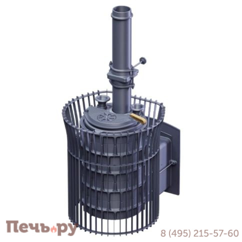 Чугунная банная печь GFS Авангард ЗК 25 (М) Ураган в сетке Тюльпан фото 4