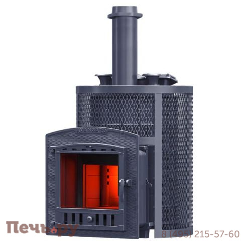 Чугунная банная печь GFS Авангард ЗК 25 (П2) Ураган в круглой сетке фото