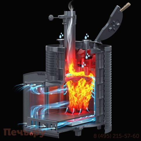 Чугунная банная печь GFS Авангард ЗК 25 (П2) Ураган в сетке Тюльпан фото 3