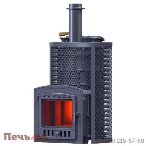 Чугунная банная печь GFS Авангард ЗК 40 (П2) Ураган в круглой сетке фото