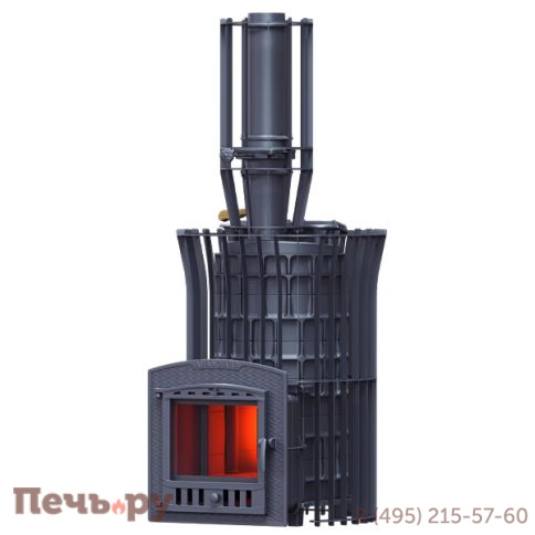 Чугунная банная печь GFS Авангард ЗК 40 (П2) Ураган в сетке Тюльпан фото 2