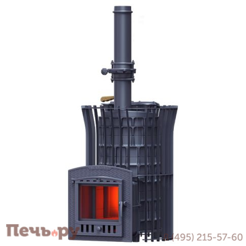 Чугунная банная печь GFS Авангард ЗК 40 (П2) Ураган в сетке Тюльпан фото 3