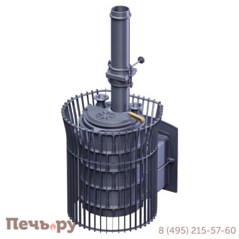 Чугунная банная печь GFS Авангард ЗК 40 (П2) Ураган в сетке Тюльпан фото 4
