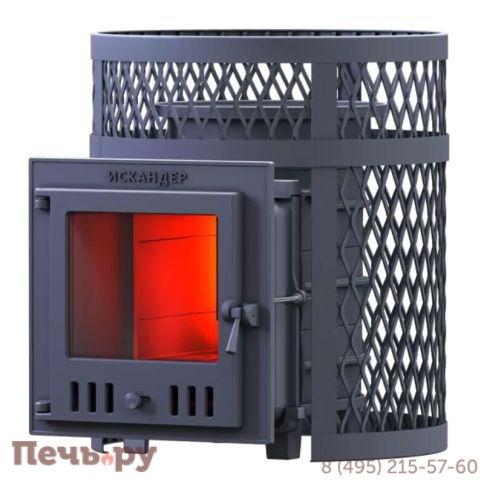 Чугунная банная печь GFS Искандер 18 М в сетке фото