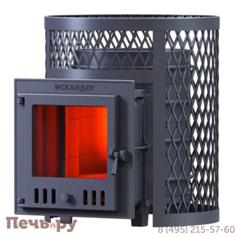 Чугунная банная печь GFS Искандер 25 М в сетке фото