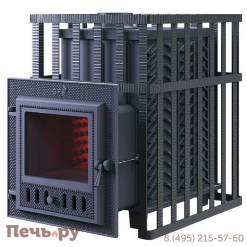 Чугунная банная печь GFS ЗК 25 (М) в сетке фото