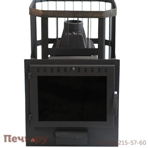 Чугунная банная печь НМК Сибирь-20, панорамная дверца (сетка) фото 3