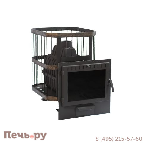 Чугунная банная печь НМК Сибирь-20, панорамная дверца (сетка) фото 4