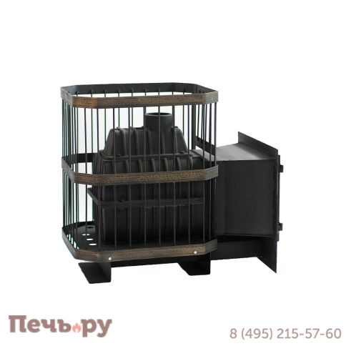 Чугунная банная печь НМК Сибирь-20, панорамная дверца (сетка) фото 5