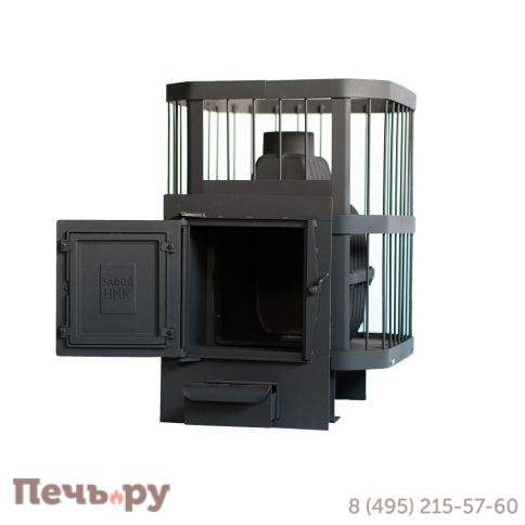 Чугунная банная печь НМК Сибирь-20, универсальная чугунная дверца (сетка) фото 5