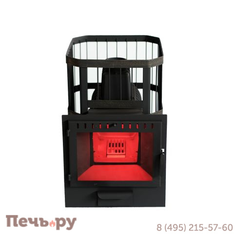 Чугунная банная печь НМК Сибирь-22, панорамная дверца (сетка) фото 7