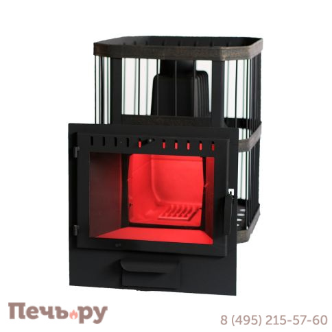 Чугунная банная печь НМК Сибирь-22, панорамная дверца (сетка) фото 9