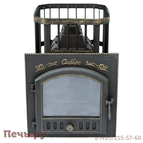Чугунная банная печь НМК Сибирь-24 каминная дверца (сетка) фото 3