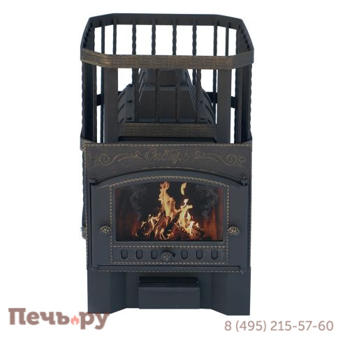 Чугунная банная печь НМК Сибирь-24 каминная топочная дверца (сетка) фото 3