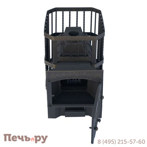 Чугунная банная печь НМК Сибирь-24 каминная топочная дверца (сетка) фото 4