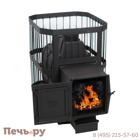 Чугунная банная печь НМК Сибирь-24 универсальная чугунная дверца (сетка) фото 2