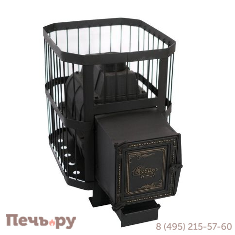 Чугунная банная печь НМК Сибирь-24 универсальная чугунная дверца (сетка) фото 3